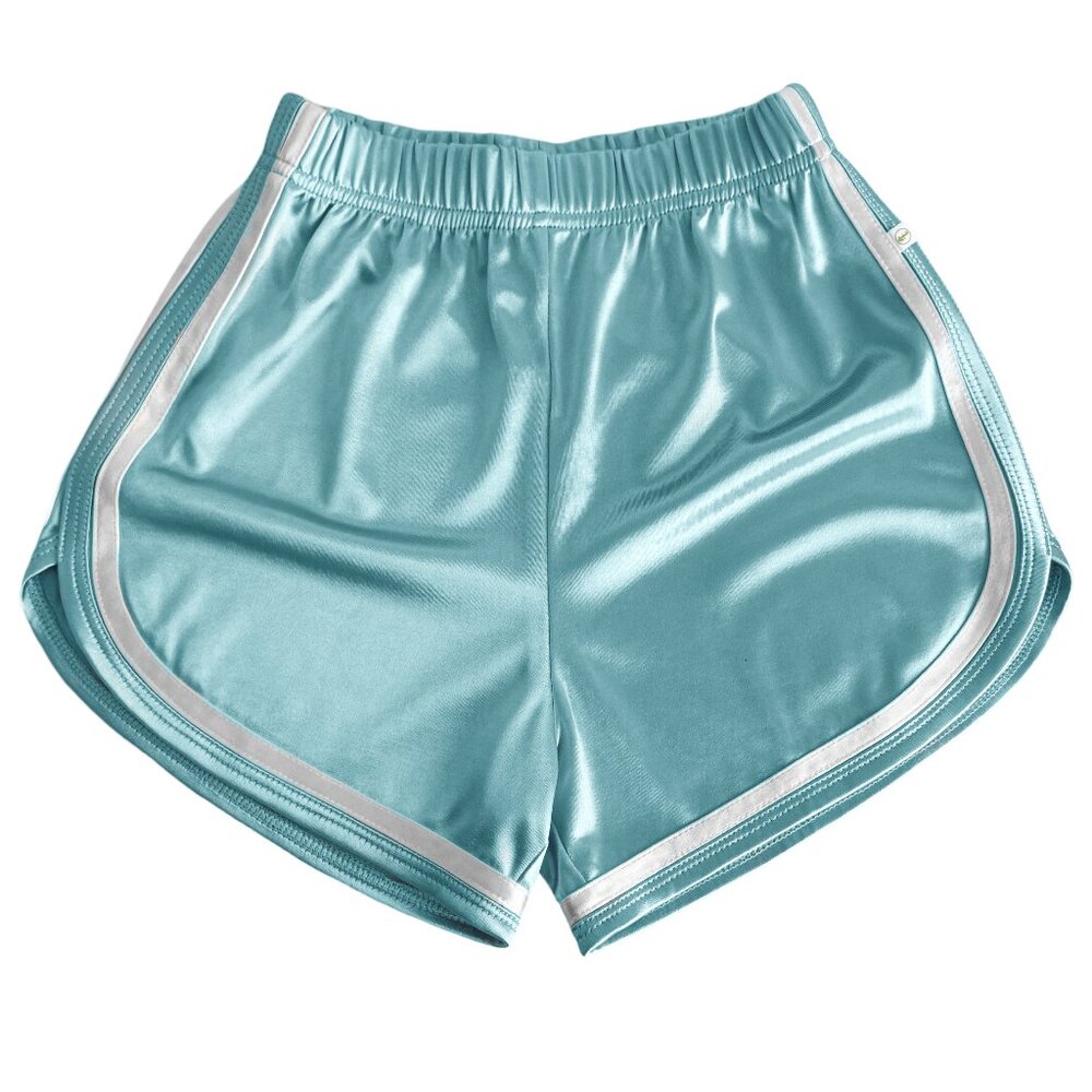 Womens Retro Style Gym Shorts Activewear High Waisted Baby Blue